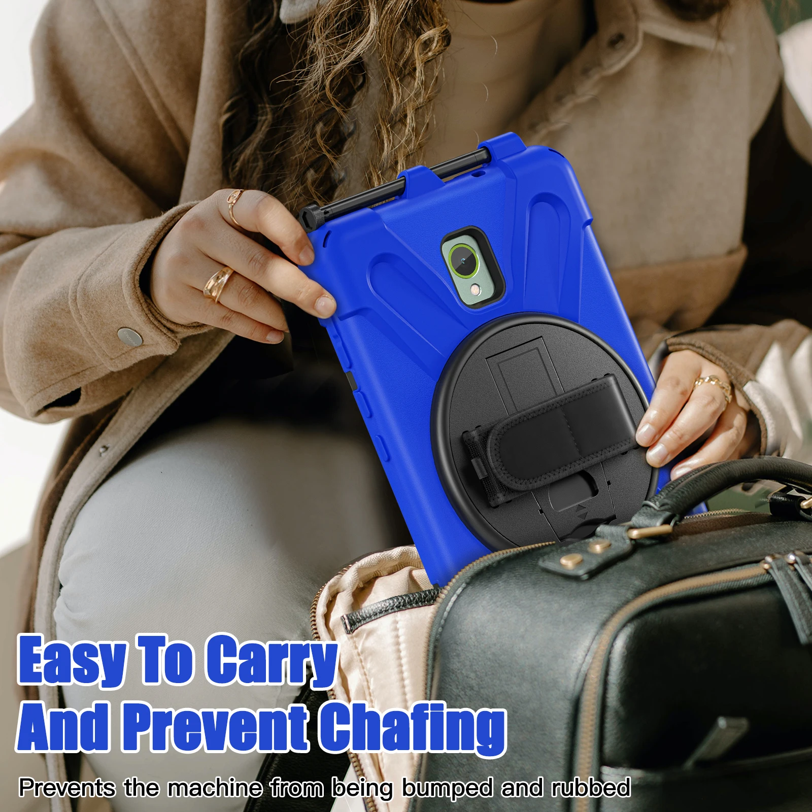 Universal Rotating Rugged Tablet Case with Strap - 8.0 inch