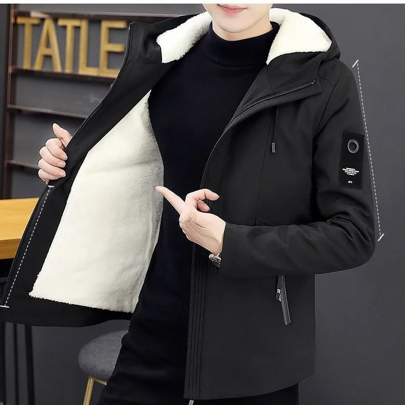 43714-c8da51.jpg New Trench Coat Men's 2022 Solid Color Hooded Jacket Young and Middle-Aged Korean Version of Slim Jacket Casual Long Top Parkas - Image 1