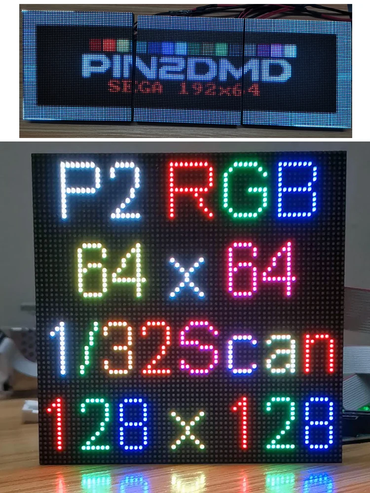 P2 Indoor Full Color LED Display Panel 128x128mm,LED Video Wall,SMD P2 LED Matrix 3-in-1 RGB Panel.1/32 Scan,HUB75E Interface.
