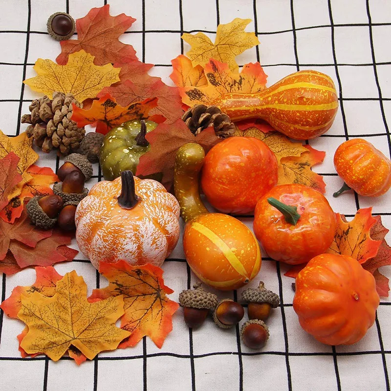 50 Stück künstliche Kürbis Halloween Dekorationen für zu Hause Mini gefälschte Kürbis Herbst Ernte Party Thanksgiving Ornament Requisiten Dekor – Detail 1