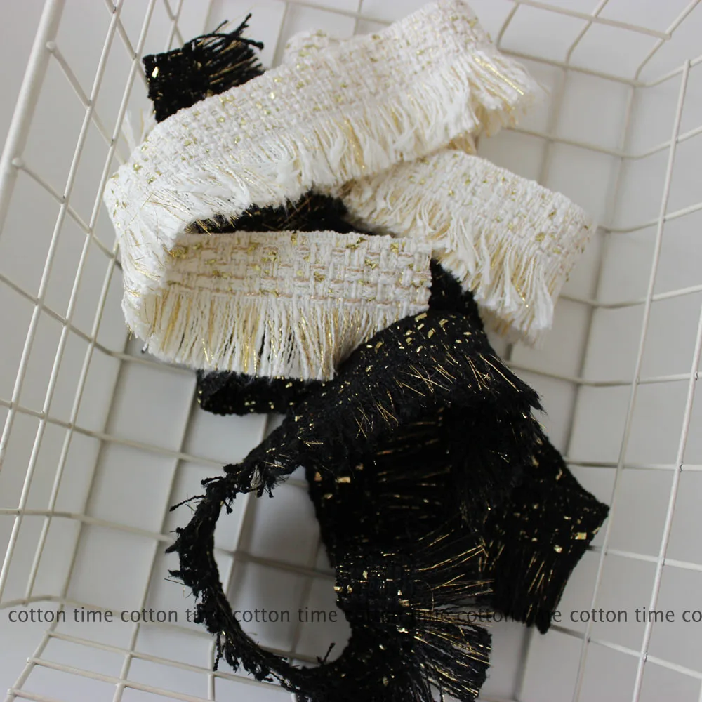 1yard 4.6cm Winter Tweed Trim Golden Mixed Fringed Ribbon Trim Handmade Sewing Accessory