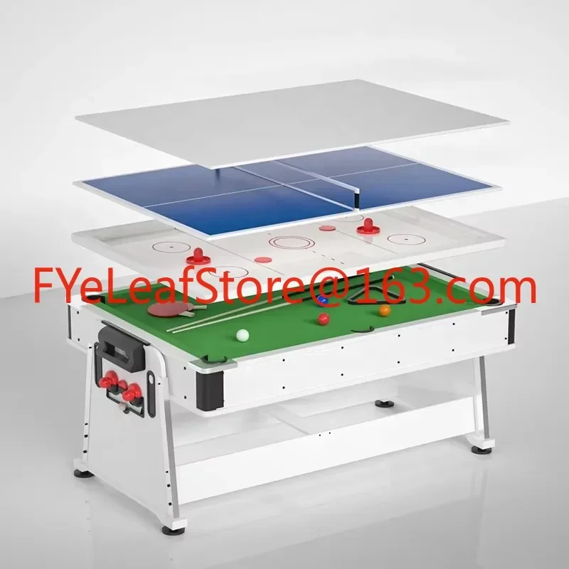 7FT New Fashion 4 In 1 Rotating Multi Game Table Set  with Billiard Table/ Air Hockey/Tennis/Dinning Table 2