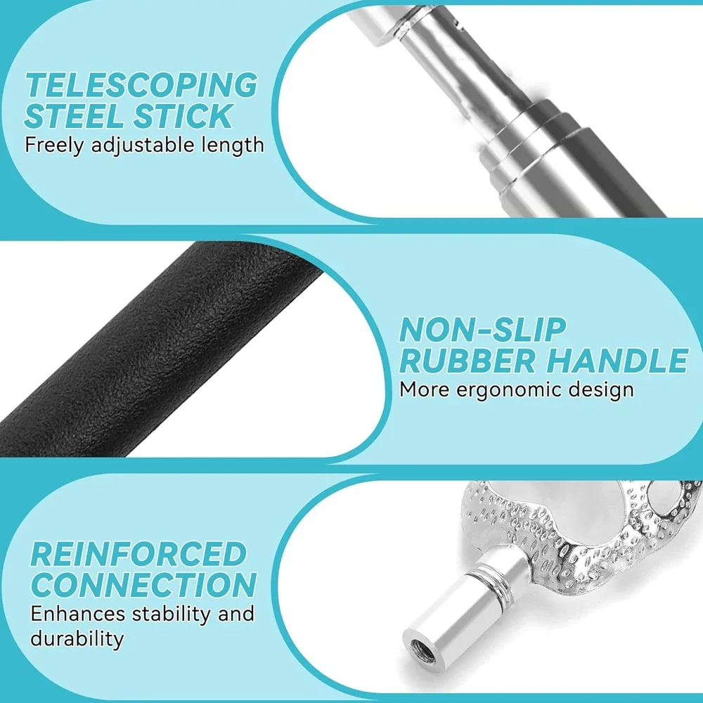 Back Scratcher Telescoping Back Massager with 4Pcs Different Detachable Heads Body Scraper Birthday Gifts for Men & Women