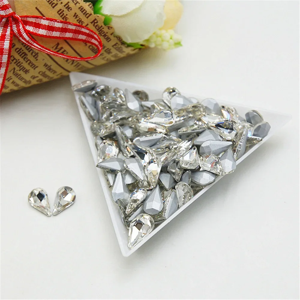 50pcs Colorful Waterdrop Rhinestone Glass Crystal Accessories