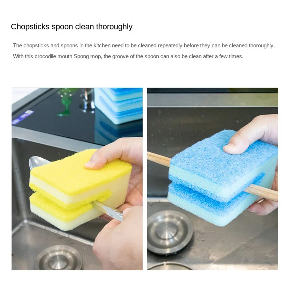 Double-sided Dishwashing Sponge Kitchen Heavy Duty Scrub Sponge Wood Pulp  Cotton CleaningBrush 1/5/10PCS