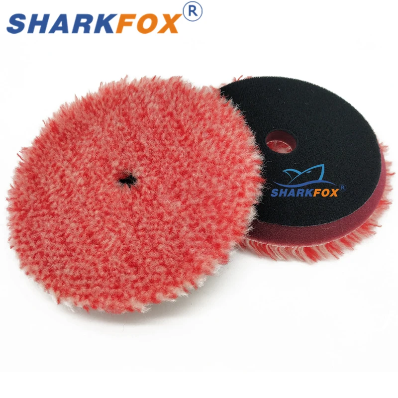 Sharkfox 5"(125mm)/6"(150mm) Red Heavy Cutting Wool Polishing Pad Long Wool ing Polish Pad for Car Polishing