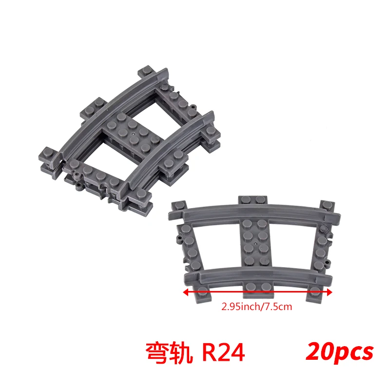 20PCS MOC City Bricks Train Flexible Construction Parts Railway Curve Track R120 Building Blocks Model Accessories Compatible building blocks construction blocks