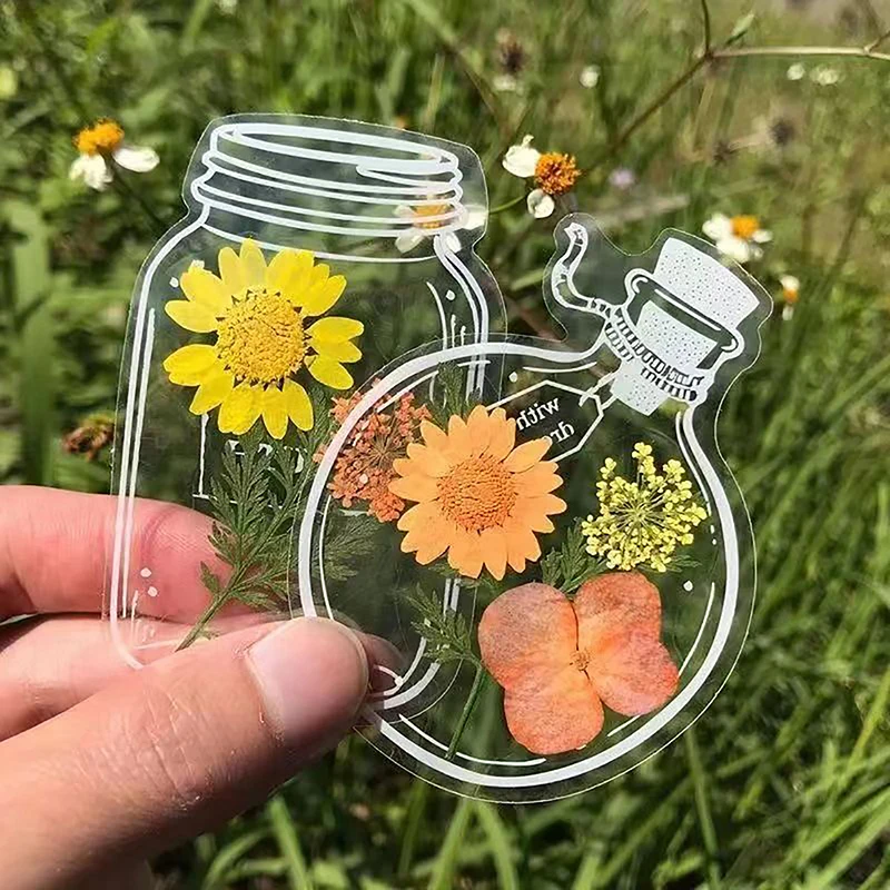 Transparent Dried Flower Bookmarks DIY Handmade Book Marks Glassware Stickers Flower Page Clips 20Pcs