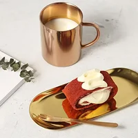 18/23/30.3cm Stainless Steel Decoration Tray golden Oval Fruit Storage Tray Cosmetics Jewelry Tray Bedroom Toilet Storage Rack 2