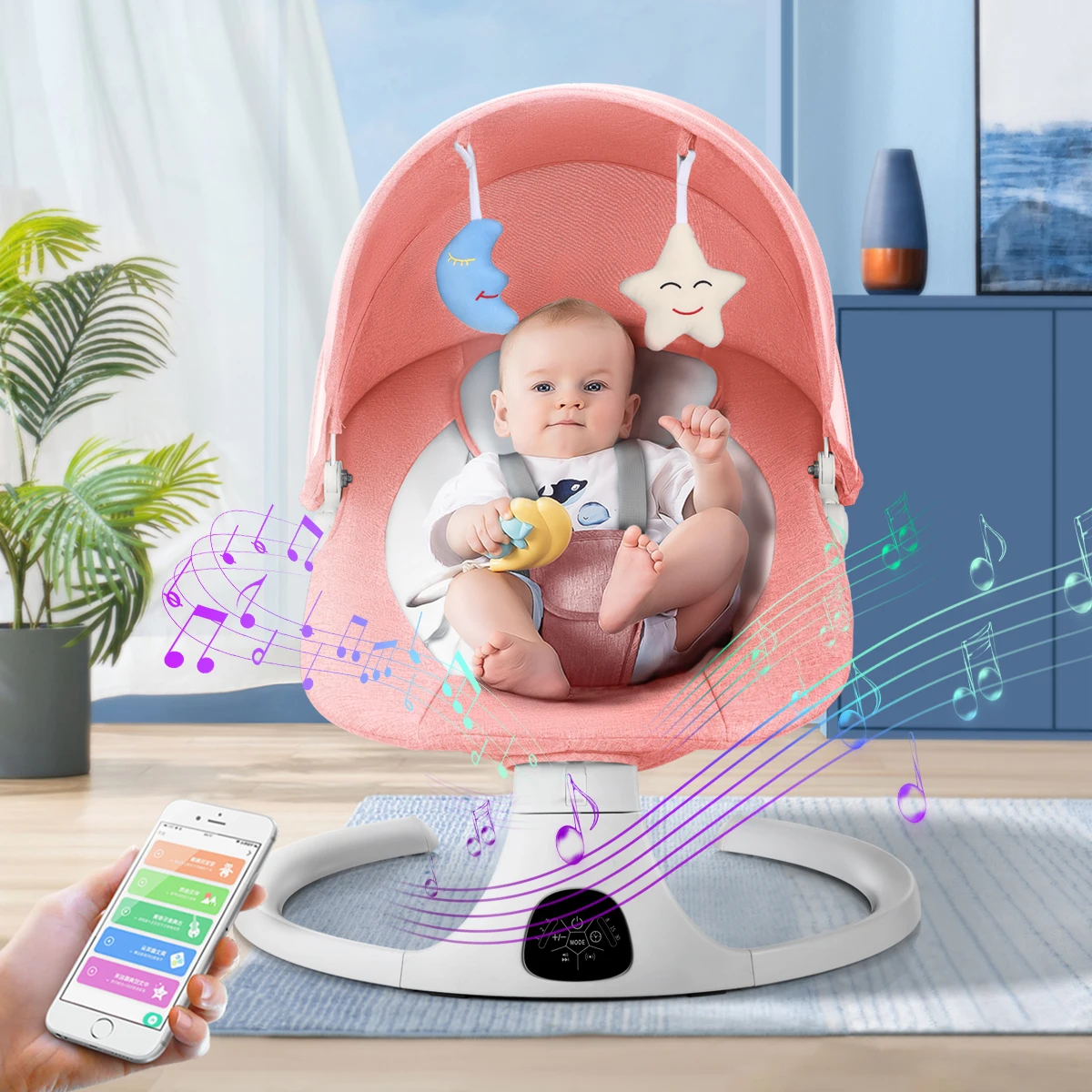 Dearest Newborn Bluetooth Baby Couch Chair Baby Bed Electric Baby Auto Swing Chair Luxury Electric Swing Shaker Recliner