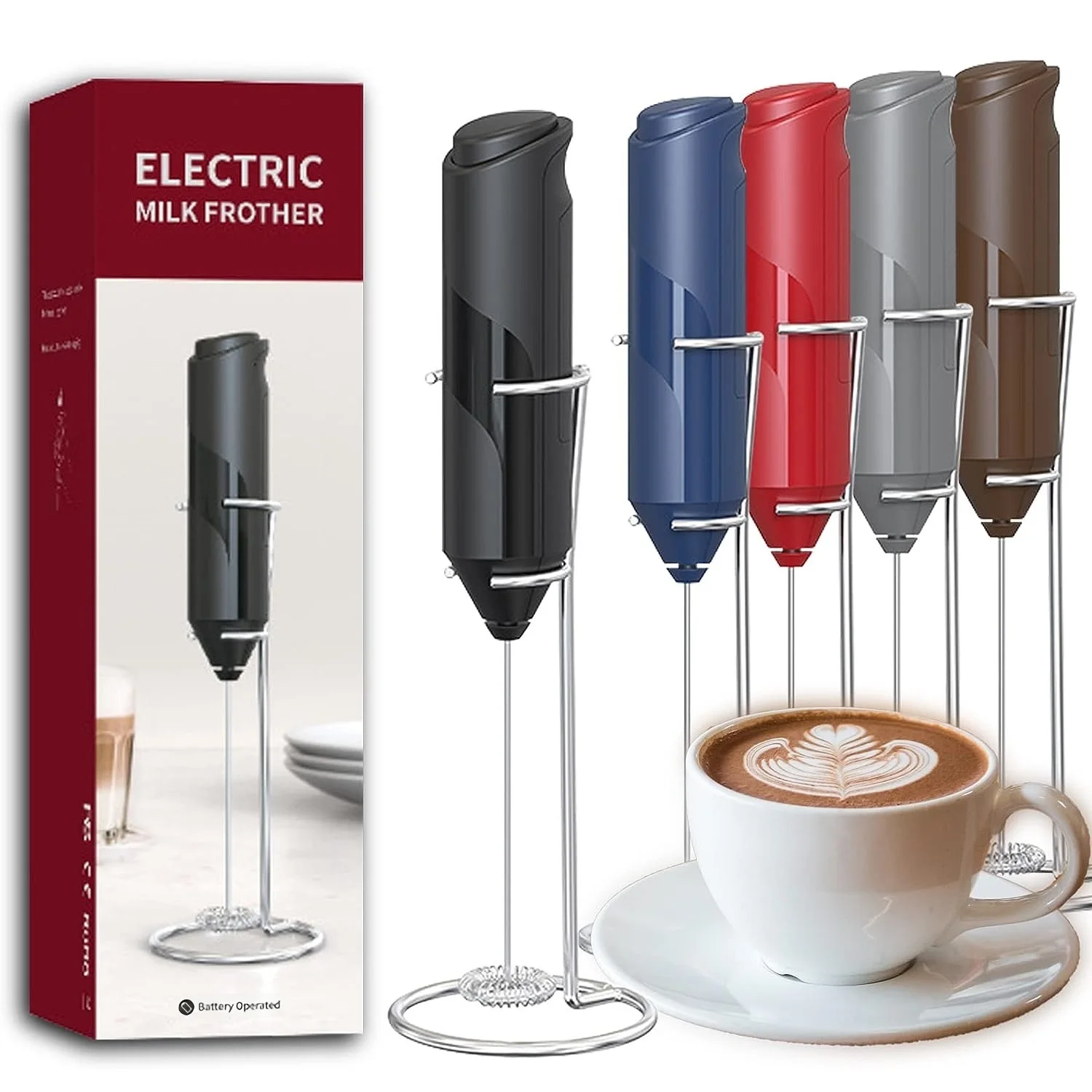 

Electric Milk Foamer Coffee Maker Hand Mixer Cappuccino Ground Foam Blender Egg Beater Type Convenient Small Power