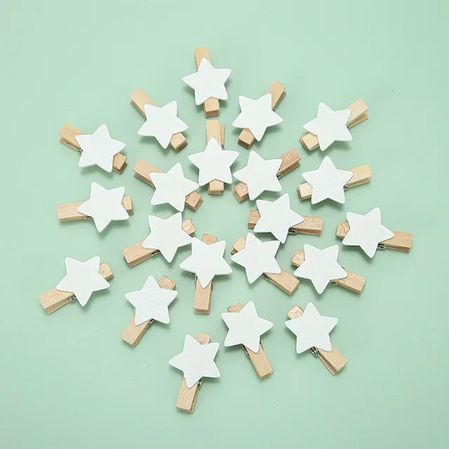 사진과 추억을 아름답게 보존하는 목재 화이트 스타 사진 클립