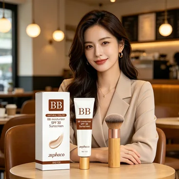 zephoco BB Cream Sunscreen SPF30 Anti Sun Moisturizing Blemish Cover Lasting Even Skin Tone Three-Dimensional Makeup Foundation