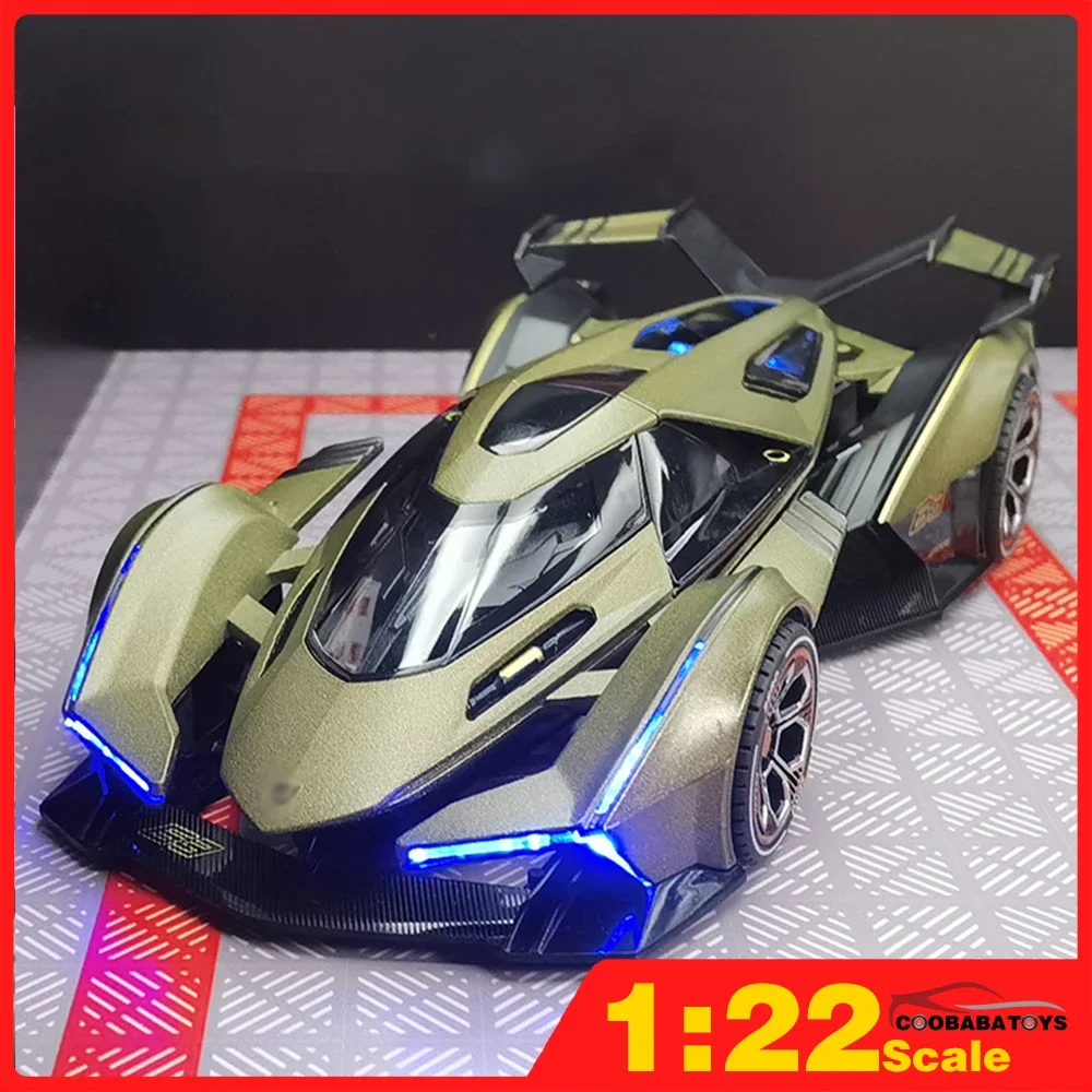 Масштаб 1:22 Lambos Vision Gran Turismo V12 GT Гонки Подъем хвоста Металлический литый сплав Модели игрушечных автомобилей для мальчиков Детские игрушки Транспортные средства Бесплатная доставка