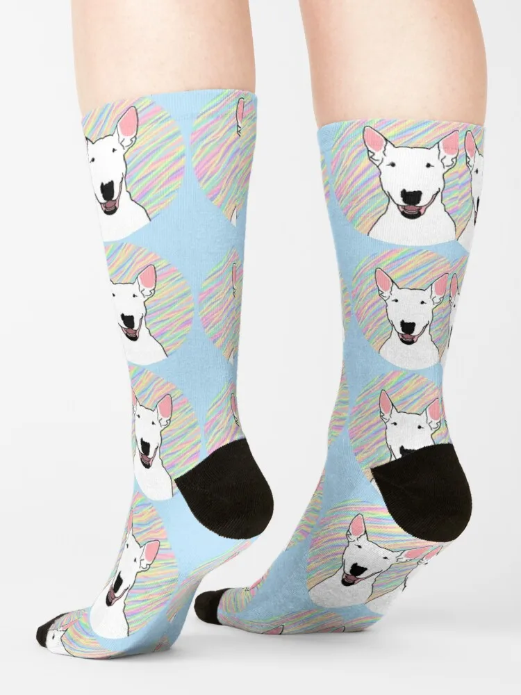Bull terrier cute dog pet animal design Socks Black Socks Heating Sock