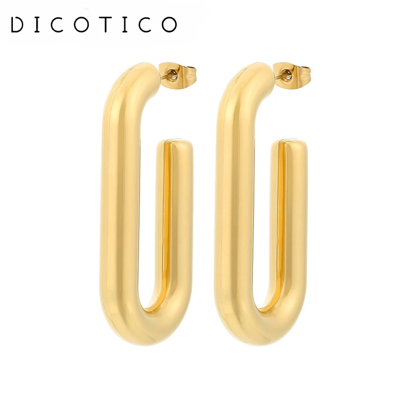 

Fashion Stainless Steel Hollow Dangle Earrings for Women Girl U Shape Geometric Stud Ear Female Wedding Engagement Jewelry Gifts