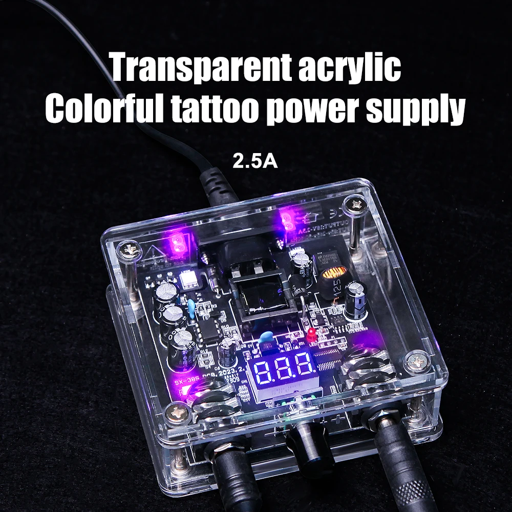 Transparent Tattoo Power Supply PMMA HYlab Adjustable Voltage LED Display Footless Mode Switch Switchable