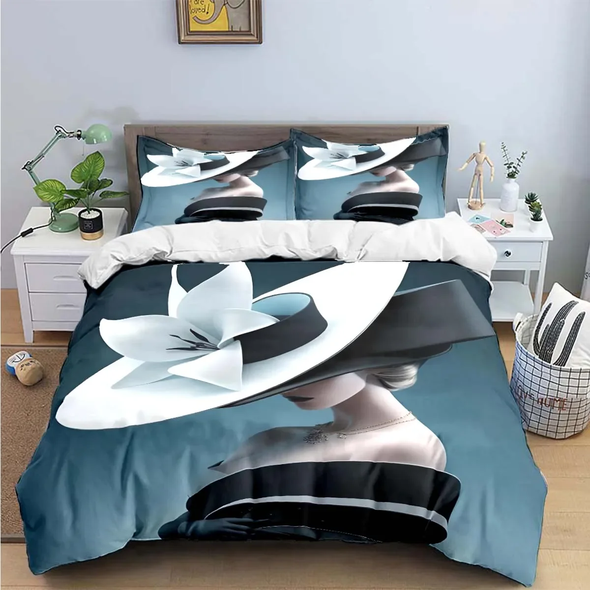 Fashion New Woman-Sexy Black and White Print Bedding Sets Bed Supplies Set Duvet Cover Bed Comforter Set Bedding Luxury Gift