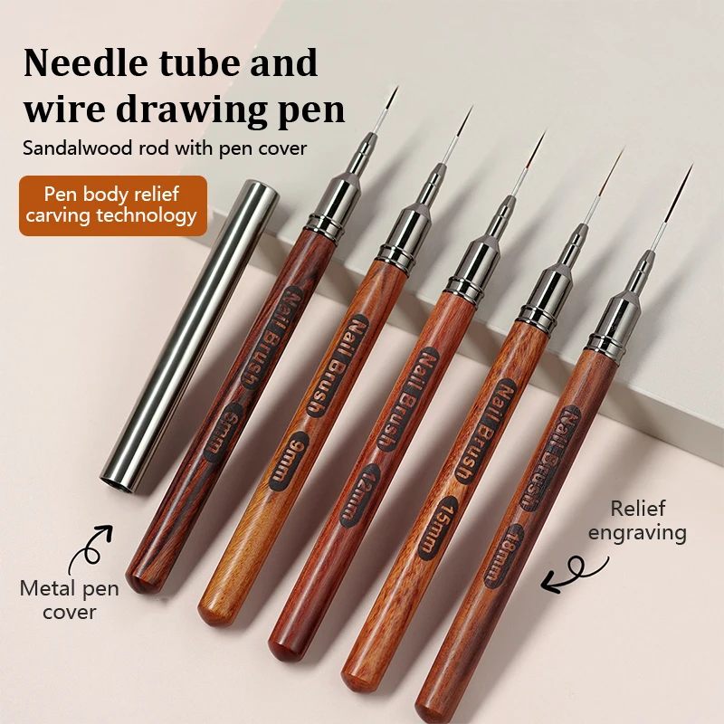 1Pcs Nail Art Syringe Stretcher With Cap Fine Brush French Strokes And Staining Light Therapy Nail Art Tools 2