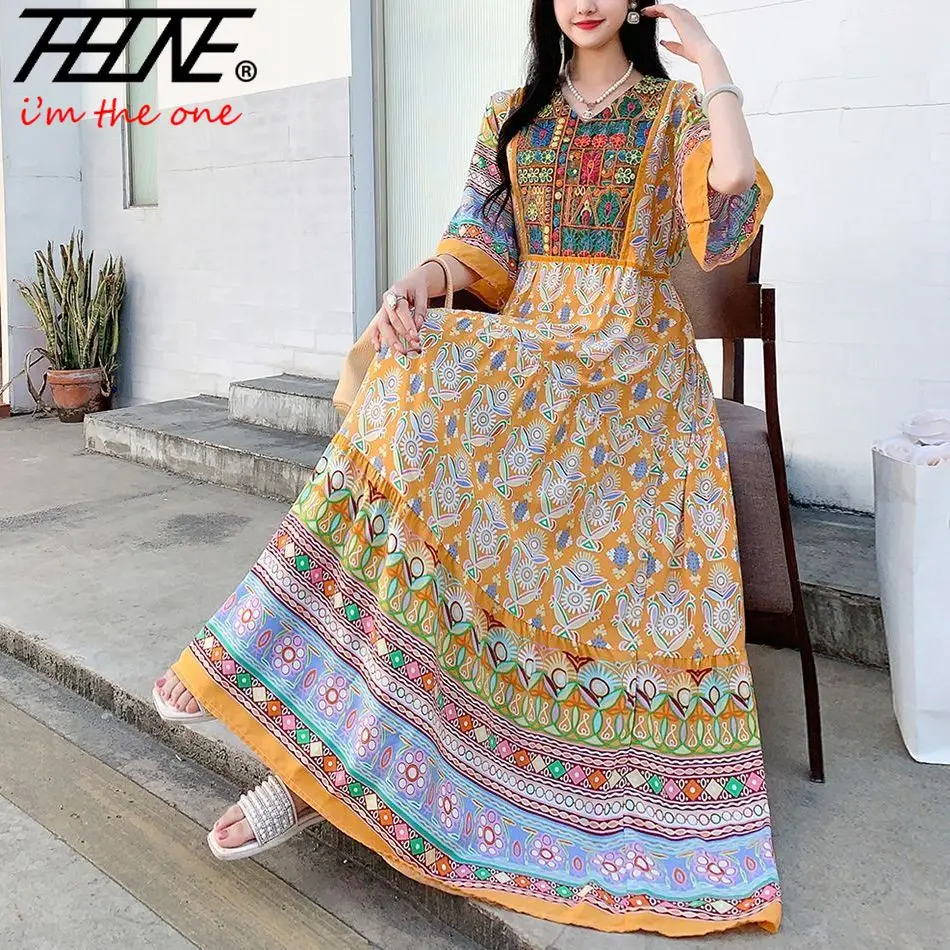 Indian Dress for Women Summer Embroidery Chic Elegant Party Dresses Clothes  Vintage Long Maxi Prom Bohemian Beach Robe Vestidos - AliExpress 200000345