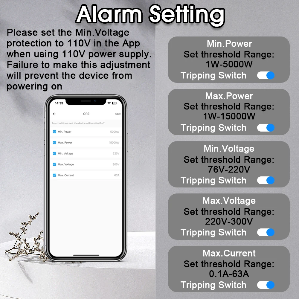 eWeLink WiFi MCB Smart Circuit Breaker 1P 2P 63A Switch Energy Metering Timer Relay kWh Voltage Current Protector Remote Contro