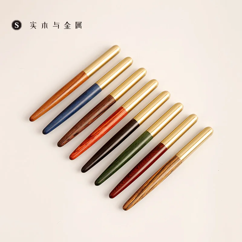 luxury Quality brand Red wood Fountain Pen brass Copper Calligraphy Golden M Nib INK pen Business Office school supplies 03839