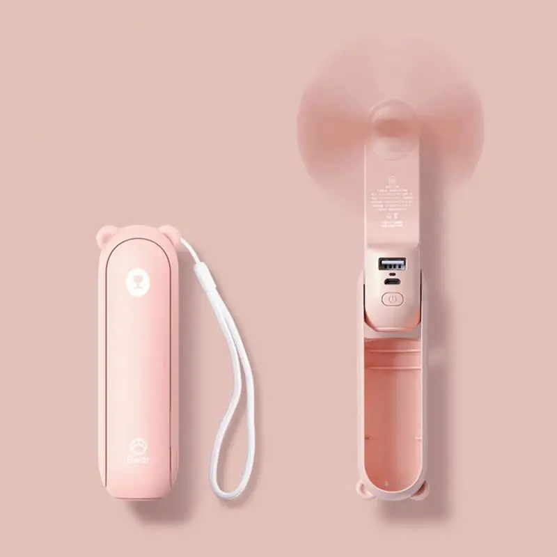 Multifuncional Mini Handheld Air Cooling Fan Pocket Fan Usb 2000mah Recarga Power Bank Lanterna Função