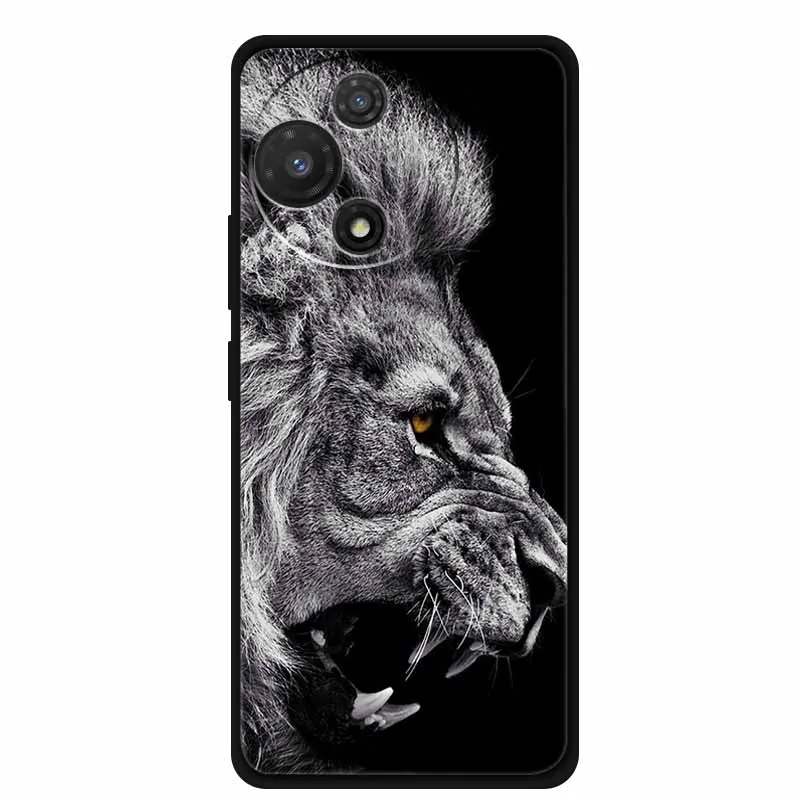Black Soft Silicone TPU Phone Case with Cool Wolf Design - Shockproof and Protective Cover
