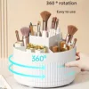 1 Piece 360 ° Rotating Cosmetics Storage Box 5-Grids Stripesd Partition Desktop Stationery Makeup Brush Eyebrow Pencil Lipstick Multi-Functional Storage Pen Holder Storage Box 1