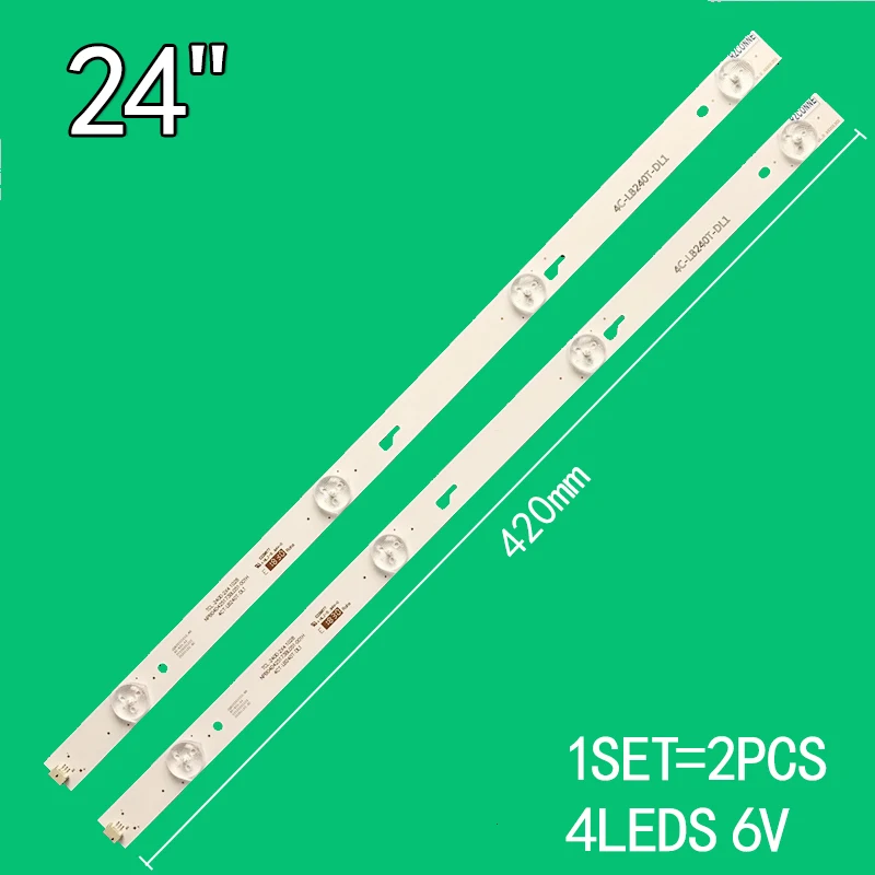 2pcs 4LEDs 6V 420mm For 24