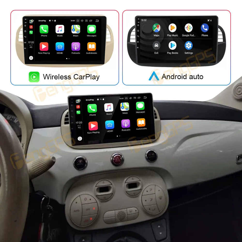 Per Fiat 500 Android 11 8 Core 128G Stereo Auto Radio Ricevitore Video Navigazione Gps Dsp Carplay Car Multimedia Player Unità Principale