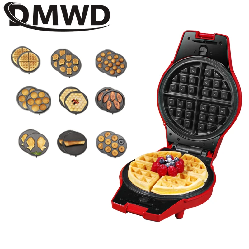 DMWD İşlevli kahvaltı Waffle makinesi elektrikli çörek dondurma koni ızgara  kek fırın tava Eggette makinesi 9 tabaklar opsiyonel|Waffle Makineleri| -  AliExpress