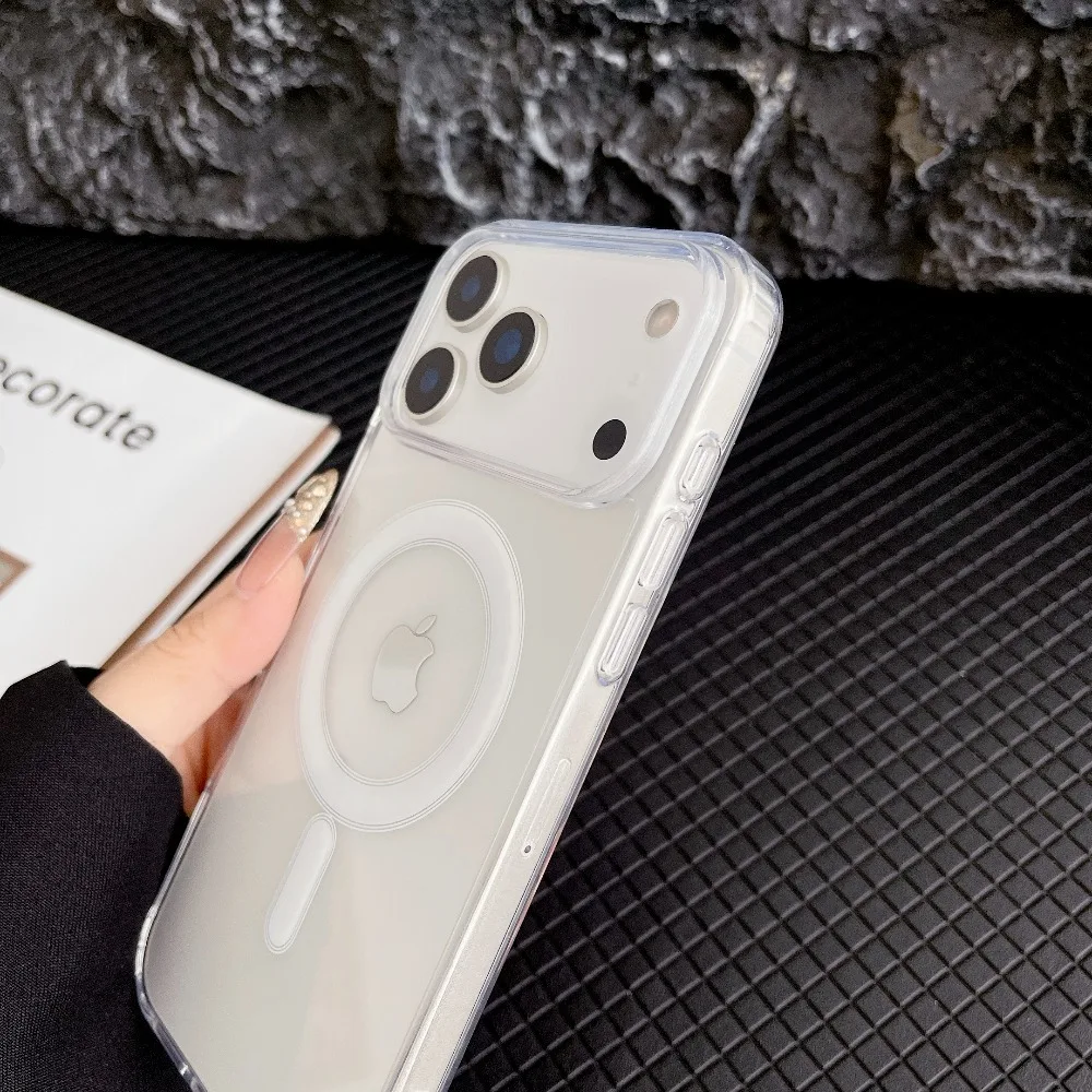 Transparent Original Magnetic Phone Case for iPhone 17 16 15 14 Plus 13 12 mini 11 Pro XS Max XR for Magsafe Acrylic Clear Cover 5