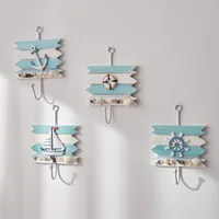 Mediterranean Style Hooks Decorative Wall Hook Nautical Coat Hanger Ocean Decor Key Hanger Beach Wall Home Decoration Wood Decor 2