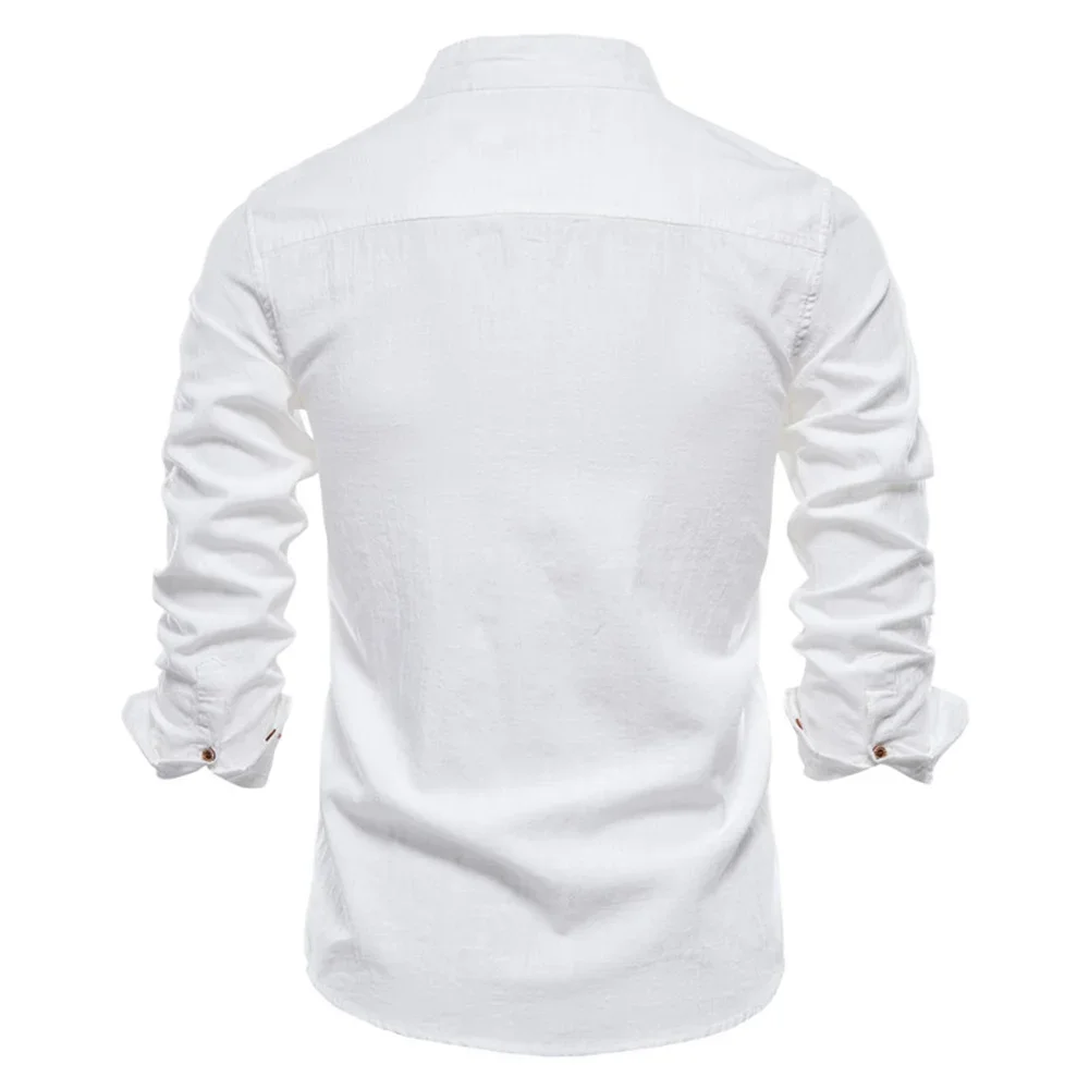 Cotton Shirt Long Sleeve Shirt Men Casual Shirt AIOPESON New Spring Cotton Social Shirt Men Solid Color Long Sleeve Shirt for Men Lapel Casual Social Men's Shirts