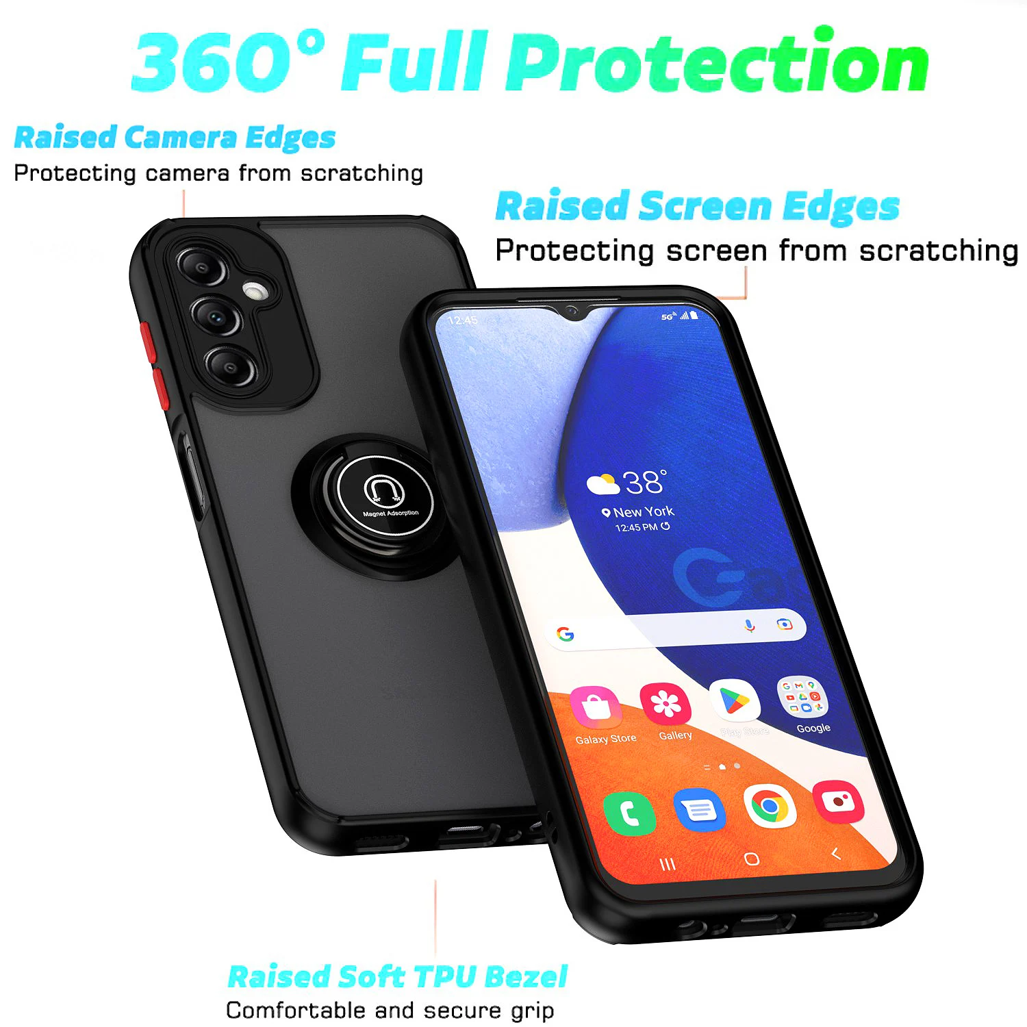 Durable Armor Case with Ring Stand Holder and Grip