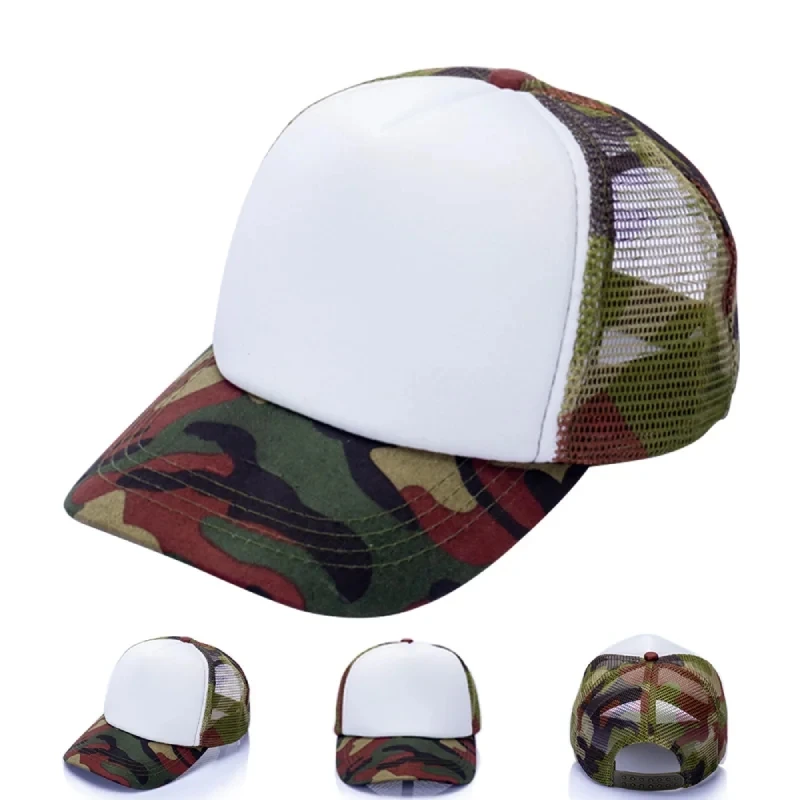 

Heat Sublimation Blank Camo Baseball Cap Personality Trucker Hat Adult&Kids Blank Mesh Sports Caps Adjustable Hat For DIY Logo