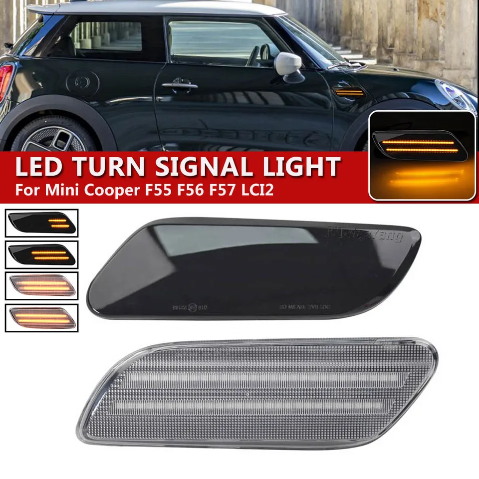 njssjd Fumo LED dinamico indicatore laterale ripetitore luci per Mini Cooper F55 F56 F57 2014 - indicatori di direzione sequenziali LED lampeggianti indicatori di direzione Canbus senza errori