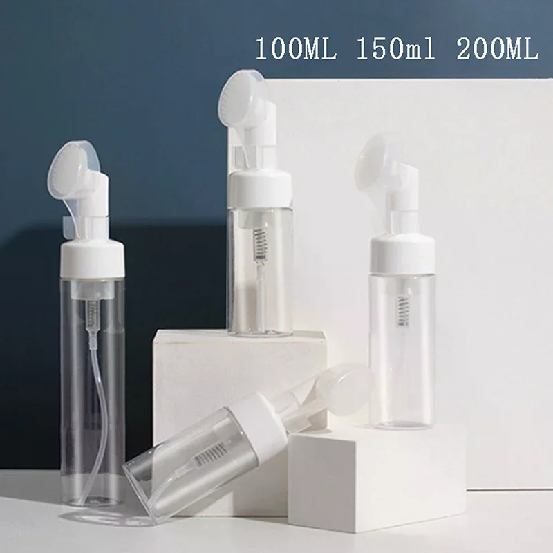 Foaming Pump Bottle with Silicone Brush Head for Face Cleansing (Available in 100ml, 150ml, 200ml)