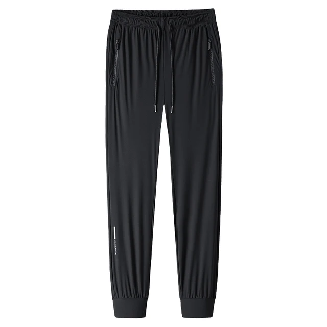 Pantalon d'été de couleur unie pour hommes, élastique en soie glacée, pantalon de sport ample à séchage rapide, adapté aux vêtements décontractés et d'affaires, M-8XL 5
