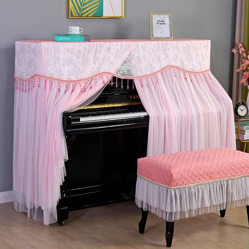 Elegant Piano Full Cover Middle Open Piano Cover No Need To Remove Dust Bench Cloth