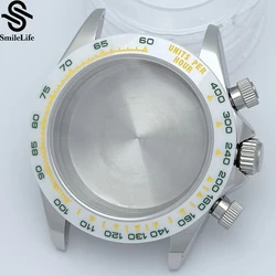 Elegant Sapphire Glass Watch Case with Silver, Black & Gold Ceramic/Steel Bezel (Silver 9)