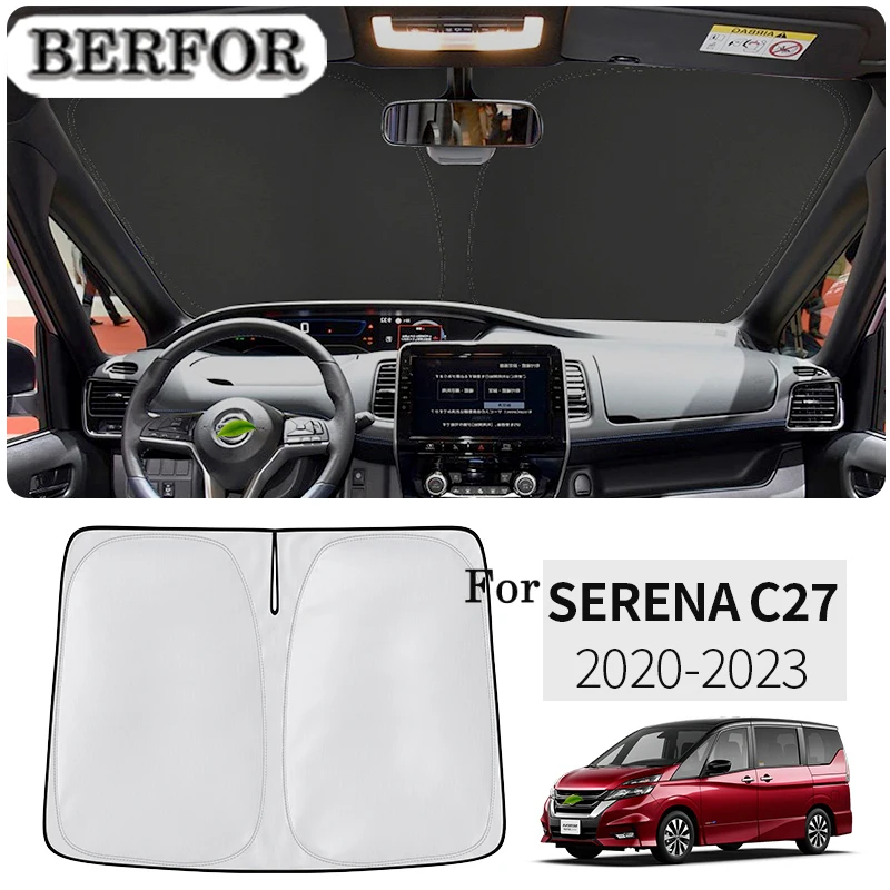 For NISSAN SERENA C27-Car Styling Nano-Insulat Windshield Sunshade Front Window Sun Shade Visor Interior Accessories