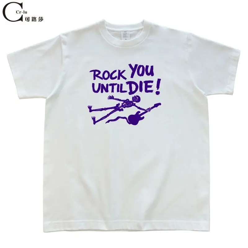 

Pure cotton American retro letter print on the back heavyweight men's and womens loose T-shirt trend y2k clothes women clothing