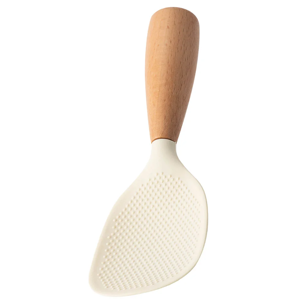 

Rice Spoon Scooper Silicone Paddle Scoops for Food High Temperature Resistance Non Stick White Table