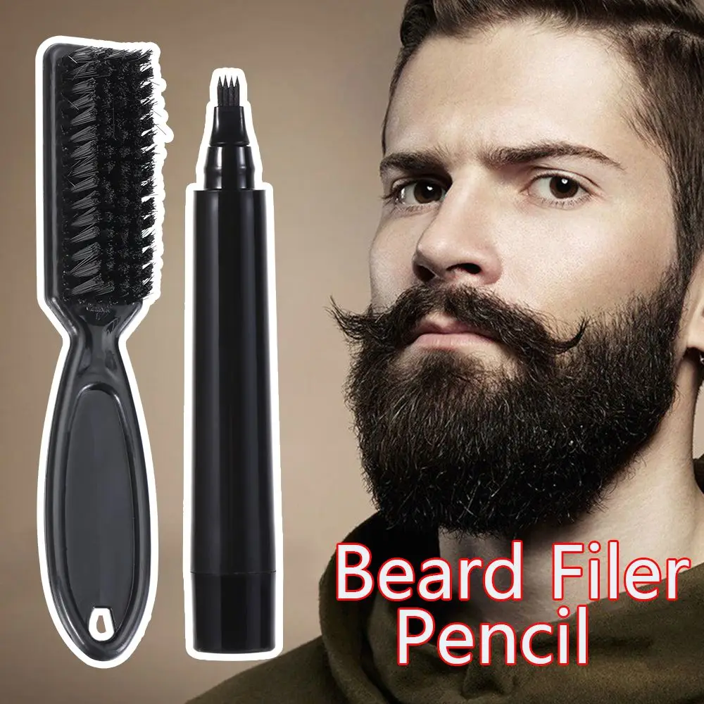 Hot Male Mustache Repair Shape Beard Filler Pen Natural Hair Grower Fast Long-lasting Waterproof Seamless Application