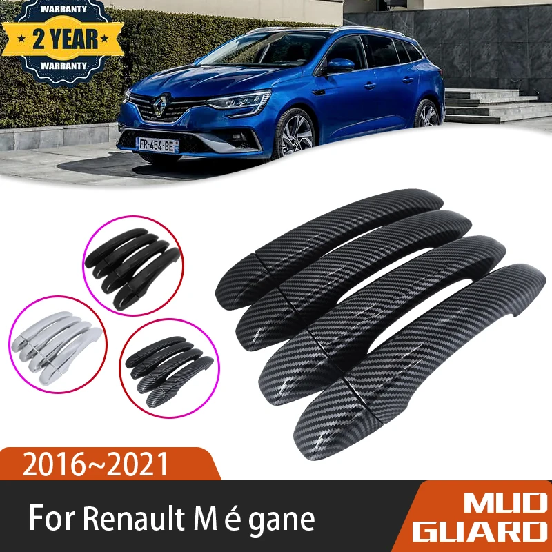 Black Carbon Fiber Exterior For Renault Megane IV MK4 2016~2021 Auto Door  Handle Cover Stickers Trim Set Chrome Car Accessories - AliExpress