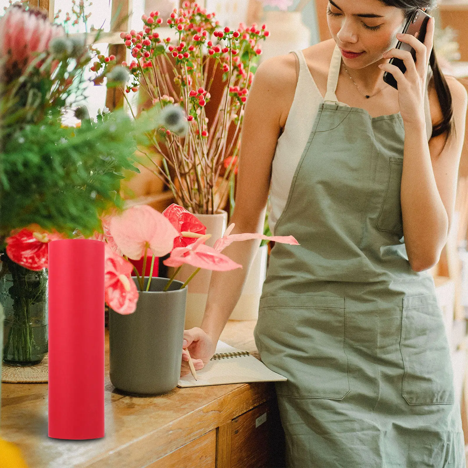 빨간색 크라프트 종이 롤 1롤, 선물 상자, 가방, 꽃 포장, 차 포장, DIY 공예, 종이 커팅, 장식 커버 디자인용