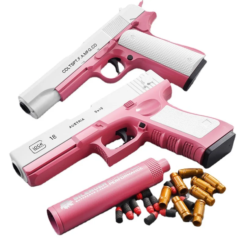 New Glock Toy Pistol Plastic EVA Foam Darts Bullets Gun Simulation Model Beginner Aim Train Handgun Air Boys DIY Gift |