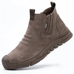Men's Indestructible Steel Toe Work Boots - Anti - Puncture Outdoor Safety Footwear - 45 (BROWN)
